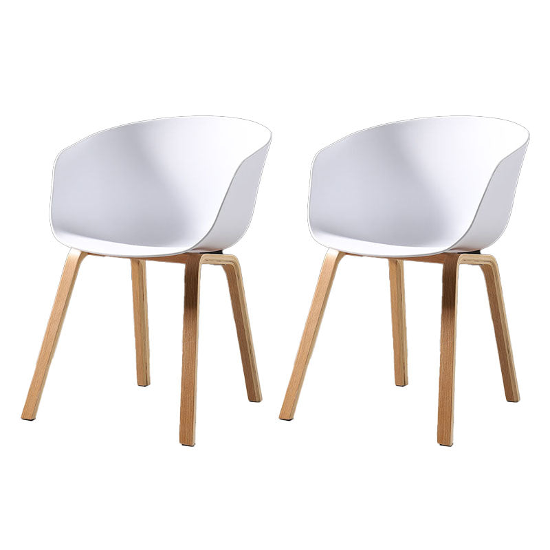 Contemporary Style Dining Chair Arm Side Chairs with Wooden Legs White Set of 2 Clearhalo 'Dining Chairs' 'Dining Tables & Seating' 'dining_chair' 'Furniture' 'furniture_dining_chair' 'Kitchen & Dining Furniture' 4792278