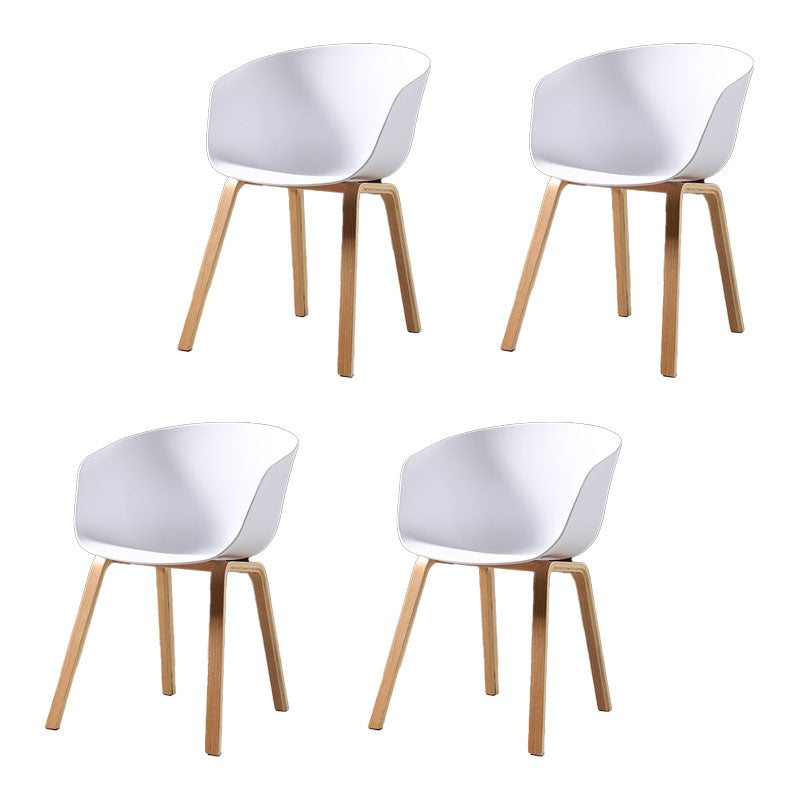 Contemporary Style Dining Chair Arm Side Chairs with Wooden Legs White Set of 4 Clearhalo 'Dining Chairs' 'Dining Tables & Seating' 'dining_chair' 'Furniture' 'furniture_dining_chair' 'Kitchen & Dining Furniture' 4792279