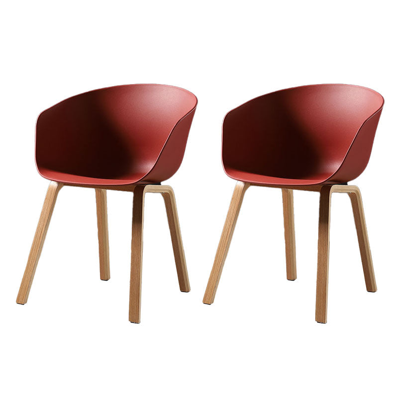 Contemporary Style Dining Chair Arm Side Chairs with Wooden Legs Dark Red Set of 2 Clearhalo 'Dining Chairs' 'Dining Tables & Seating' 'dining_chair' 'Furniture' 'furniture_dining_chair' 'Kitchen & Dining Furniture' 4792281
