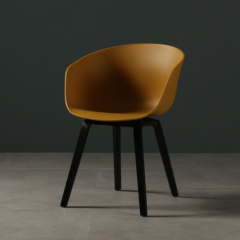 Contemporary Style Dining Chair Arm Side Chairs with Wooden Legs Yellow 1 Piece Clearhalo 'Dining Chairs' 'Dining Tables & Seating' 'dining_chair' 'Furniture' 'furniture_dining_chair' 'Kitchen & Dining Furniture' 4792283