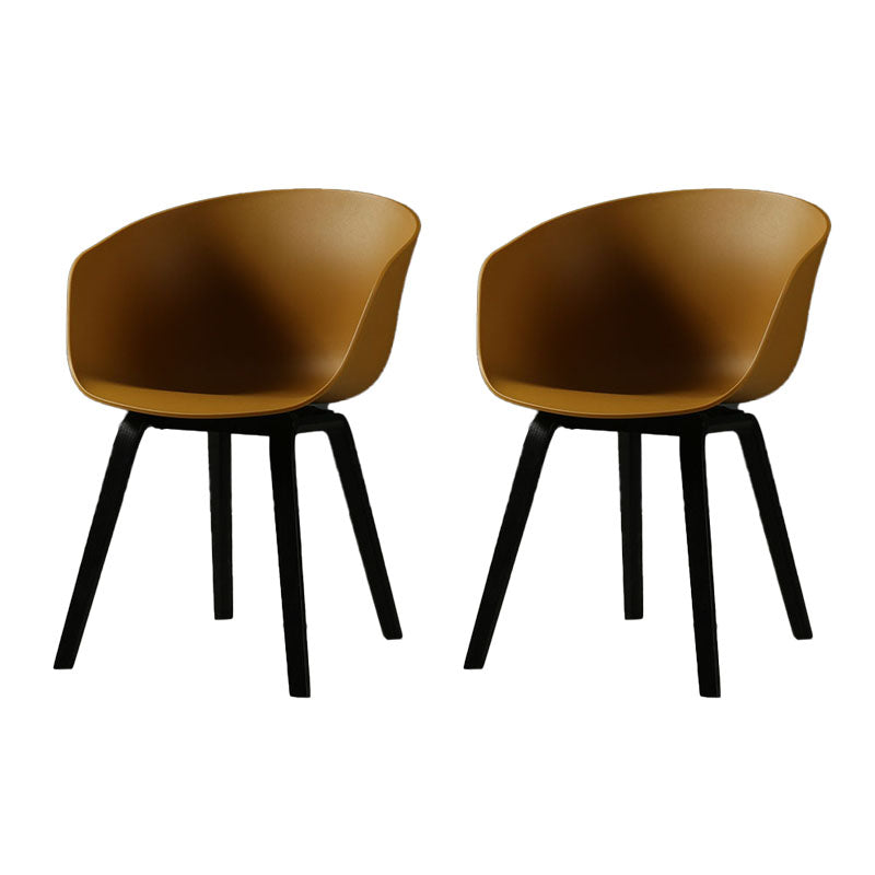 Contemporary Style Dining Chair Arm Side Chairs with Wooden Legs Yellow Set of 2 Clearhalo 'Dining Chairs' 'Dining Tables & Seating' 'dining_chair' 'Furniture' 'furniture_dining_chair' 'Kitchen & Dining Furniture' 4792284