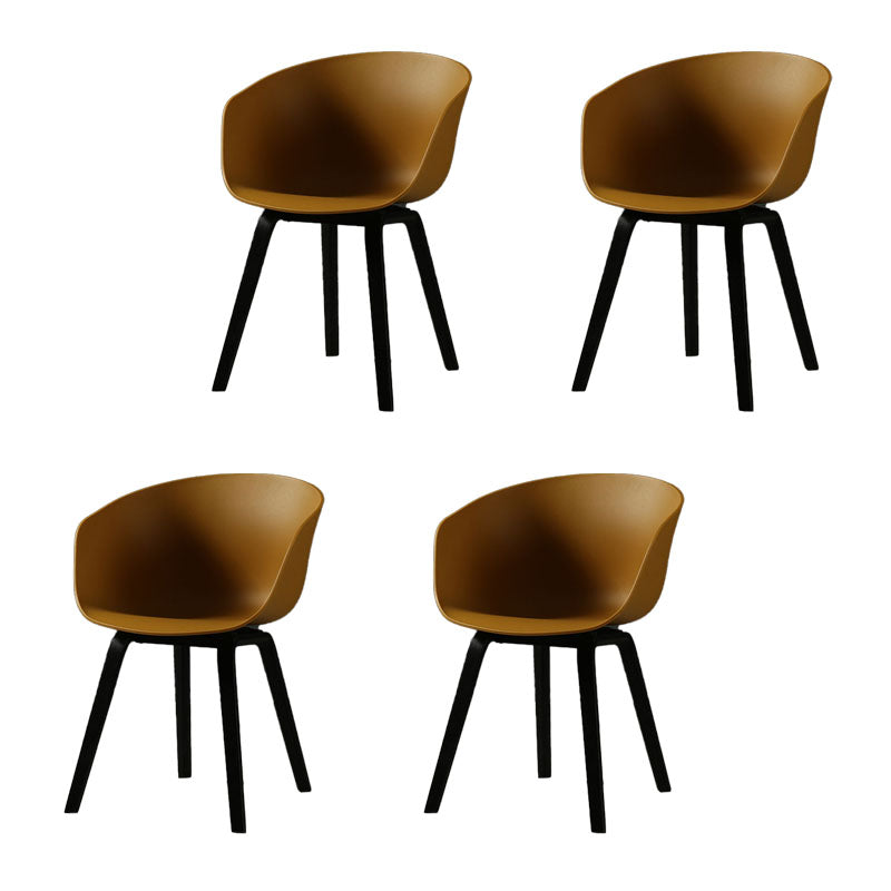 Contemporary Style Dining Chair Arm Side Chairs with Wooden Legs Yellow Set of 4 Clearhalo 'Dining Chairs' 'Dining Tables & Seating' 'dining_chair' 'Furniture' 'furniture_dining_chair' 'Kitchen & Dining Furniture' 4792285