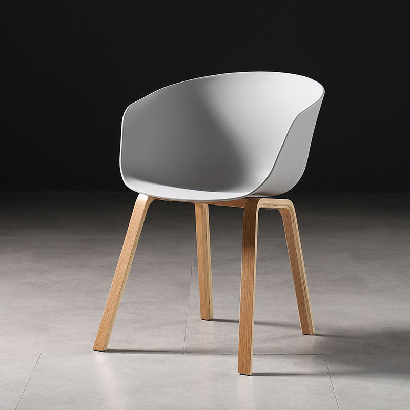 Contemporary Style Dining Chair Arm Side Chairs with Wooden Legs Grey 1 Piece Clearhalo 'Dining Chairs' 'Dining Tables & Seating' 'dining_chair' 'Furniture' 'furniture_dining_chair' 'Kitchen & Dining Furniture' 4792286