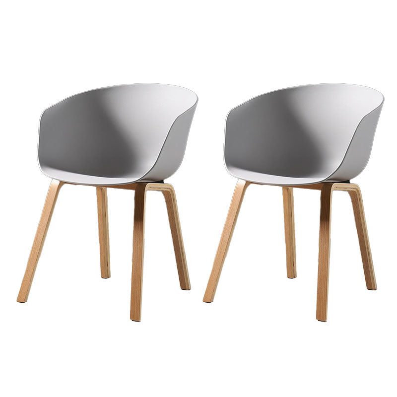 Contemporary Style Dining Chair Arm Side Chairs with Wooden Legs Grey Set of 2 Clearhalo 'Dining Chairs' 'Dining Tables & Seating' 'dining_chair' 'Furniture' 'furniture_dining_chair' 'Kitchen & Dining Furniture' 4792287