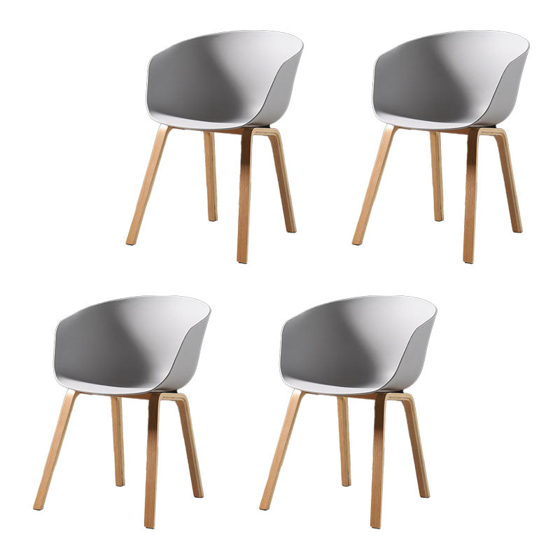 Contemporary Style Dining Chair Arm Side Chairs with Wooden Legs Grey Set of 4 Clearhalo 'Dining Chairs' 'Dining Tables & Seating' 'dining_chair' 'Furniture' 'furniture_dining_chair' 'Kitchen & Dining Furniture' 4792288