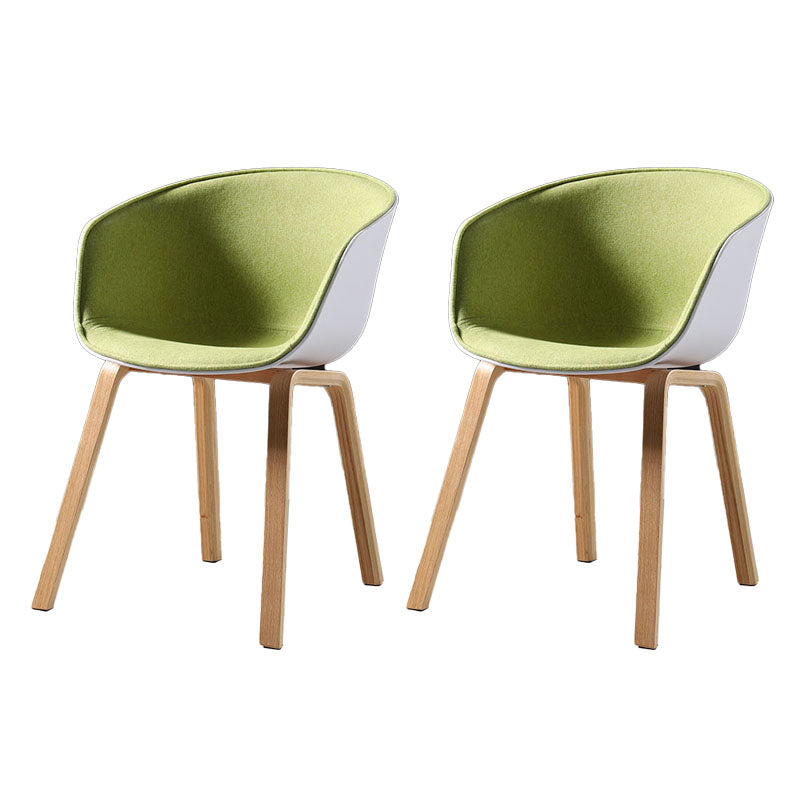 Contemporary Style Dining Chair Arm Side Chairs with Wooden Legs Green Set of 2 Clearhalo 'Dining Chairs' 'Dining Tables & Seating' 'dining_chair' 'Furniture' 'furniture_dining_chair' 'Kitchen & Dining Furniture' 4792290
