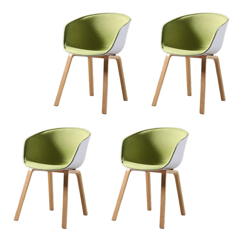 Contemporary Style Dining Chair Arm Side Chairs with Wooden Legs Green Set of 4 Clearhalo 'Dining Chairs' 'Dining Tables & Seating' 'dining_chair' 'Furniture' 'furniture_dining_chair' 'Kitchen & Dining Furniture' 4792291