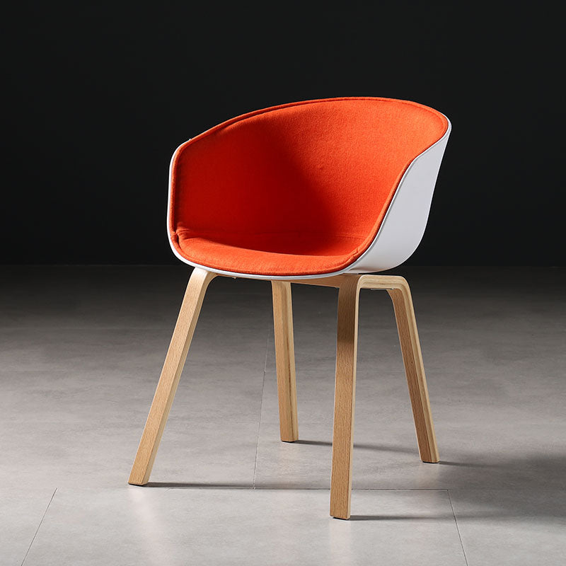 Contemporary Style Dining Chair Arm Side Chairs with Wooden Legs Orange-Red 1 Piece Clearhalo 'Dining Chairs' 'Dining Tables & Seating' 'dining_chair' 'Furniture' 'furniture_dining_chair' 'Kitchen & Dining Furniture' 4792292
