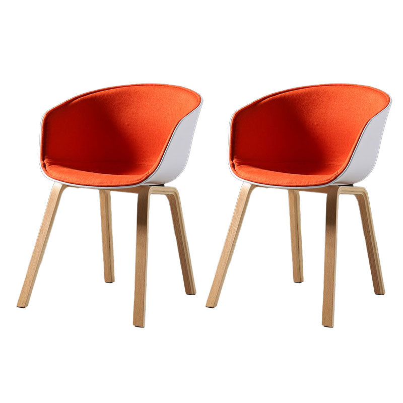 Contemporary Style Dining Chair Arm Side Chairs with Wooden Legs Orange-Red Set of 2 Clearhalo 'Dining Chairs' 'Dining Tables & Seating' 'dining_chair' 'Furniture' 'furniture_dining_chair' 'Kitchen & Dining Furniture' 4792293