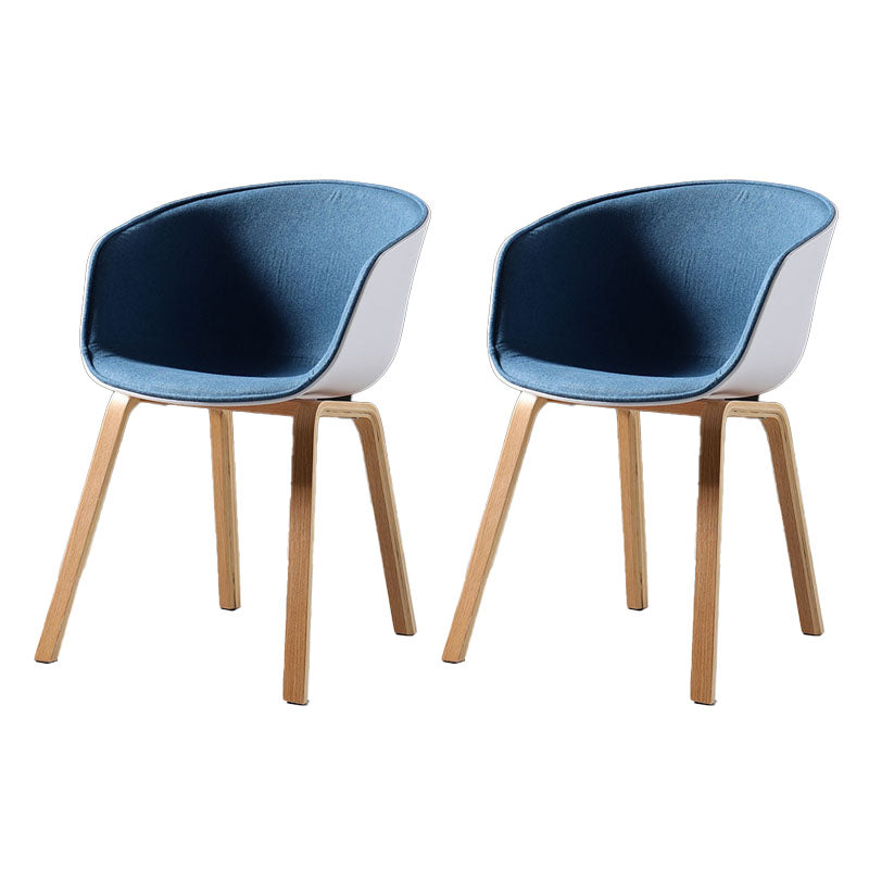 Contemporary Style Dining Chair Arm Side Chairs with Wooden Legs Blue Set of 2 Clearhalo 'Dining Chairs' 'Dining Tables & Seating' 'dining_chair' 'Furniture' 'furniture_dining_chair' 'Kitchen & Dining Furniture' 4792296