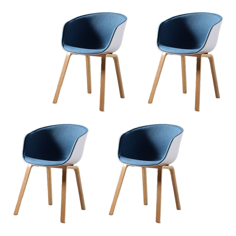 Contemporary Style Dining Chair Arm Side Chairs with Wooden Legs Blue Set of 4 Clearhalo 'Dining Chairs' 'Dining Tables & Seating' 'dining_chair' 'Furniture' 'furniture_dining_chair' 'Kitchen & Dining Furniture' 4792297