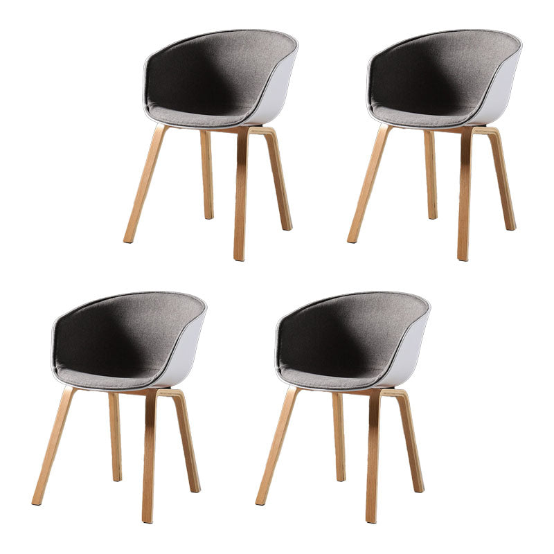 Contemporary Style Dining Chair Arm Side Chairs with Wooden Legs Dark Gray Set of 4 Clearhalo 'Dining Chairs' 'Dining Tables & Seating' 'dining_chair' 'Furniture' 'furniture_dining_chair' 'Kitchen & Dining Furniture' 4792300