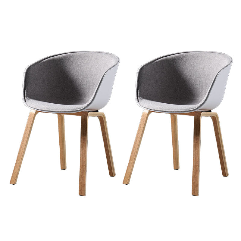 Contemporary Style Dining Chair Arm Side Chairs with Wooden Legs Light Gray Set of 2 Clearhalo 'Dining Chairs' 'Dining Tables & Seating' 'dining_chair' 'Furniture' 'furniture_dining_chair' 'Kitchen & Dining Furniture' 4792302