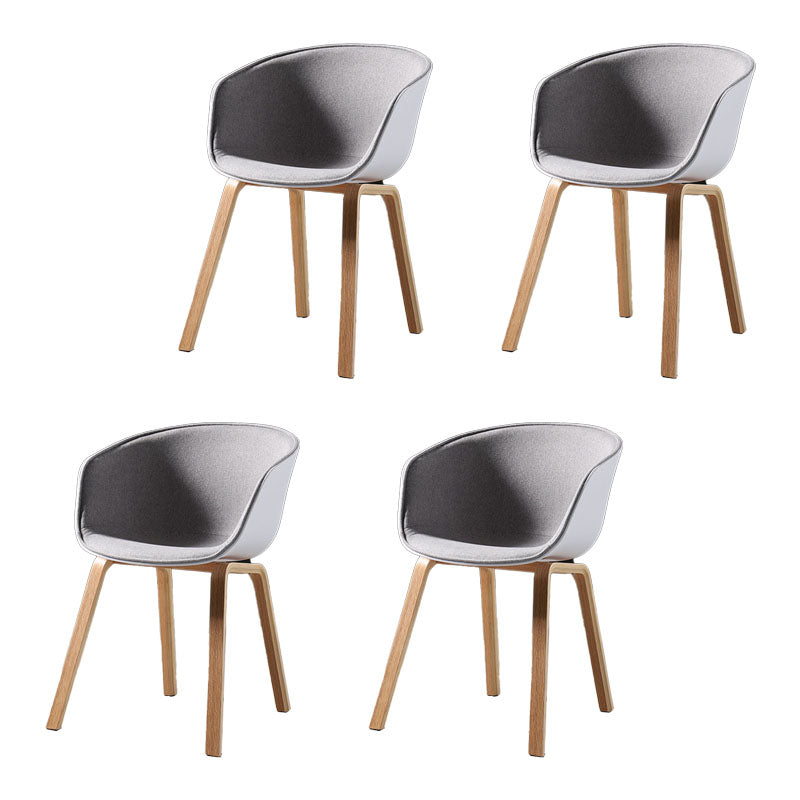 Contemporary Style Dining Chair Arm Side Chairs with Wooden Legs Light Gray Set of 4 Clearhalo 'Dining Chairs' 'Dining Tables & Seating' 'dining_chair' 'Furniture' 'furniture_dining_chair' 'Kitchen & Dining Furniture' 4792303