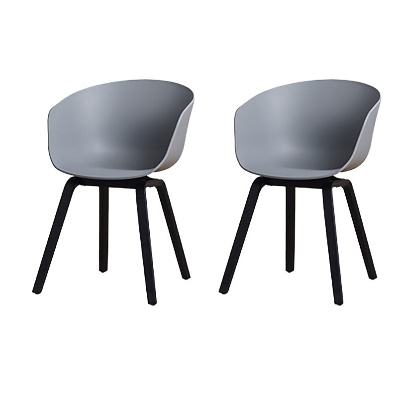 Contemporary Style Dining Chair Arm Side Chairs with Wooden Legs Dark Gray-Black Set of 2 Clearhalo 'Dining Chairs' 'Dining Tables & Seating' 'dining_chair' 'Furniture' 'furniture_dining_chair' 'Kitchen & Dining Furniture' 4792305