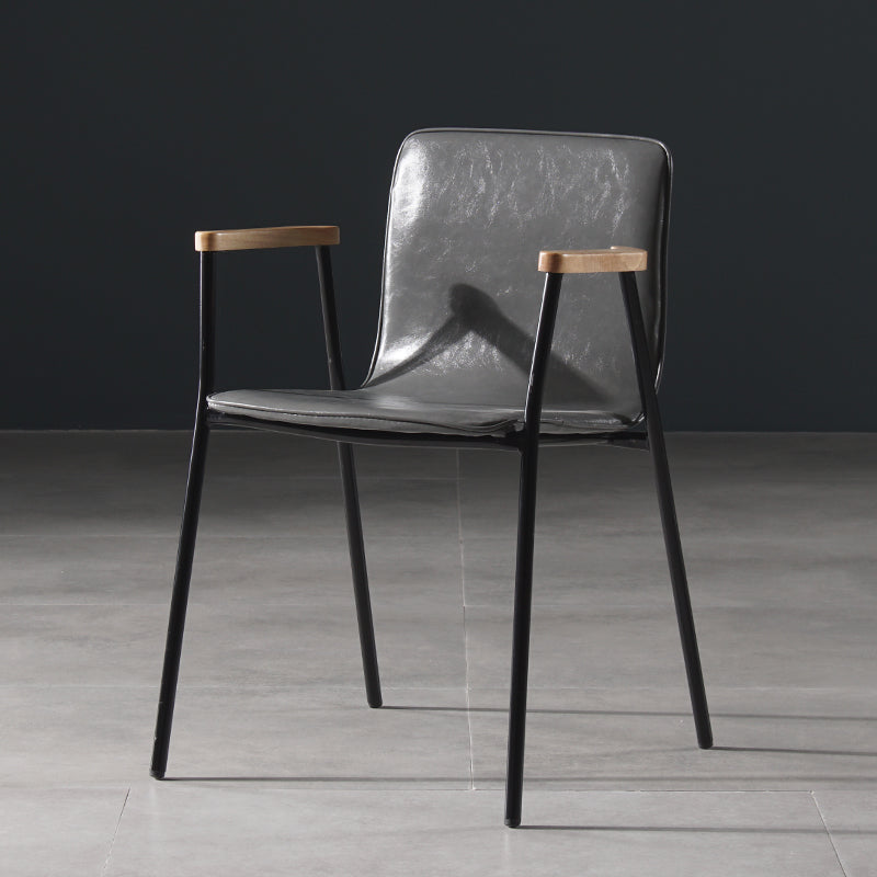 Industrial Style Chair Kitchen Arm Side Chairs with Metal Legs Grey 1 Piece Clearhalo 'Dining Chairs' 'Dining Tables & Seating' 'dining_chair' 'furn' 'furn_dining_chair' 'Furniture' 'furniture_dining_chair' 'Kitchen & Dining Furniture' 4792309