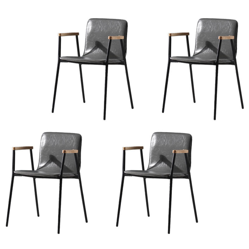 Industrial Style Chair Kitchen Arm Side Chairs with Metal Legs Grey 4 Piece Set Clearhalo 'Dining Chairs' 'Dining Tables & Seating' 'dining_chair' 'furn' 'furn_dining_chair' 'Furniture' 'furniture_dining_chair' 'Kitchen & Dining Furniture' 4792313