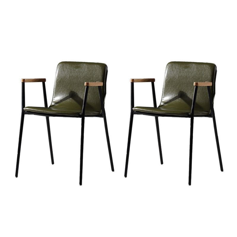 Industrial Style Chair Kitchen Arm Side Chairs with Metal Legs Green 2 Piece Set Clearhalo 'Dining Chairs' 'Dining Tables & Seating' 'dining_chair' 'furn' 'furn_dining_chair' 'Furniture' 'furniture_dining_chair' 'Kitchen & Dining Furniture' 4792316