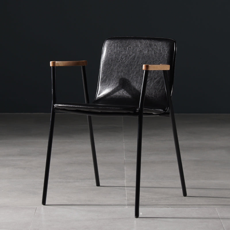 Industrial Style Chair Kitchen Arm Side Chairs with Metal Legs Black 1 Piece Clearhalo 'Dining Chairs' 'Dining Tables & Seating' 'dining_chair' 'furn' 'furn_dining_chair' 'Furniture' 'furniture_dining_chair' 'Kitchen & Dining Furniture' 4792320