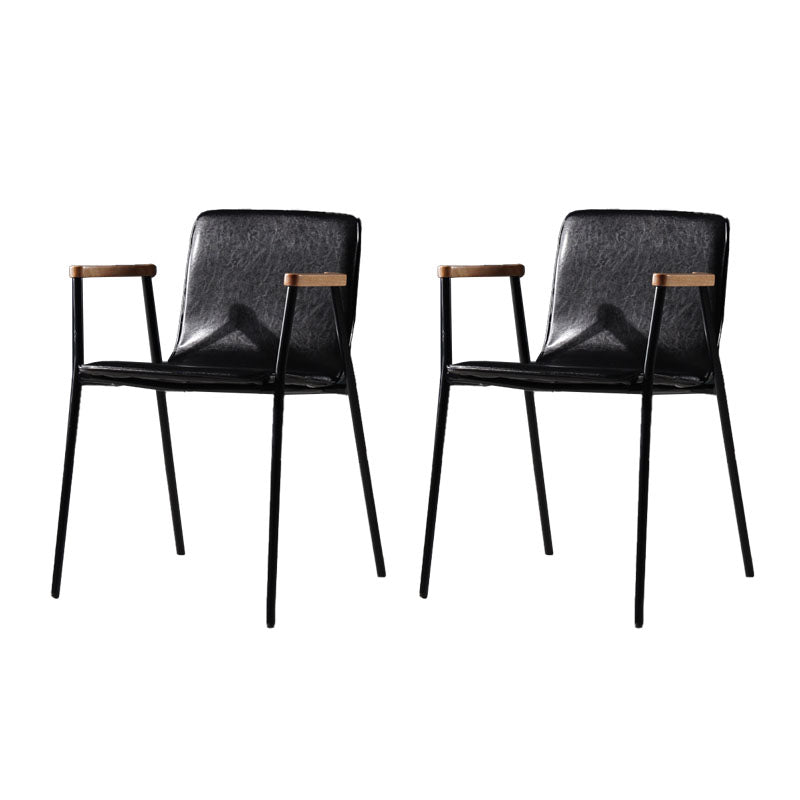 Industrial Style Chair Kitchen Arm Side Chairs with Metal Legs Black 2 Piece Set Clearhalo 'Dining Chairs' 'Dining Tables & Seating' 'dining_chair' 'furn' 'furn_dining_chair' 'Furniture' 'furniture_dining_chair' 'Kitchen & Dining Furniture' 4792323