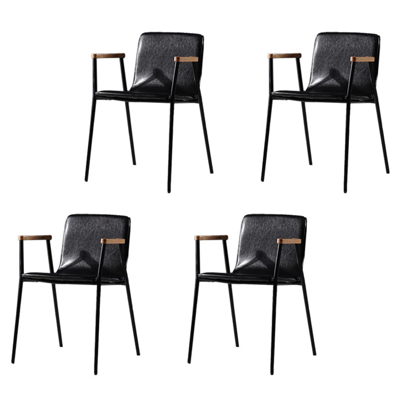 Industrial Style Chair Kitchen Arm Side Chairs with Metal Legs Black 4 Piece Set Clearhalo 'Dining Chairs' 'Dining Tables & Seating' 'dining_chair' 'furn' 'furn_dining_chair' 'Furniture' 'furniture_dining_chair' 'Kitchen & Dining Furniture' 4792324