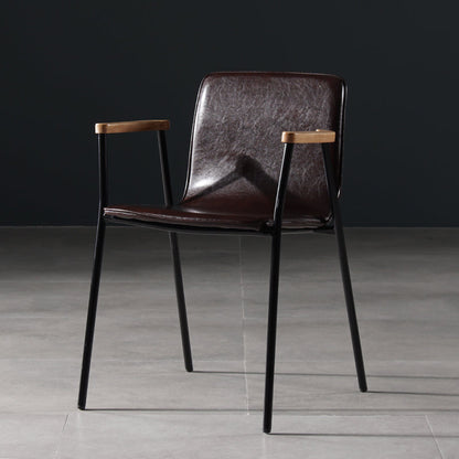 Industrial Style Chair Kitchen Arm Side Chairs with Metal Legs Coffee 1 Piece Clearhalo 'Dining Chairs' 'Dining Tables & Seating' 'dining_chair' 'furn' 'furn_dining_chair' 'Furniture' 'furniture_dining_chair' 'Kitchen & Dining Furniture' 4792327