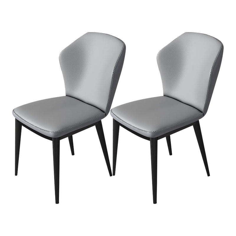 Nordic Glam Style Chair Kitchen Armless Wingback Chair with Metal Legs Grey 2 Piece Set Black Clearhalo 'Dining Chairs' 'Dining Tables & Seating' 'dining_chair' 'furn' 'furn_dining_chair' 'Furniture' 'furniture_dining_chair' 'Kitchen & Dining Furniture' 4792333