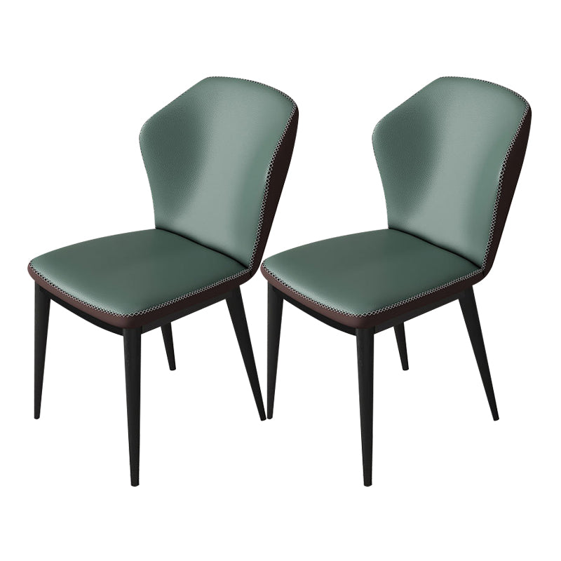 Nordic Glam Style Chair Kitchen Armless Wingback Chair with Metal Legs Green 2 Piece Set Black Clearhalo 'Dining Chairs' 'Dining Tables & Seating' 'dining_chair' 'furn' 'furn_dining_chair' 'Furniture' 'furniture_dining_chair' 'Kitchen & Dining Furniture' 4792335