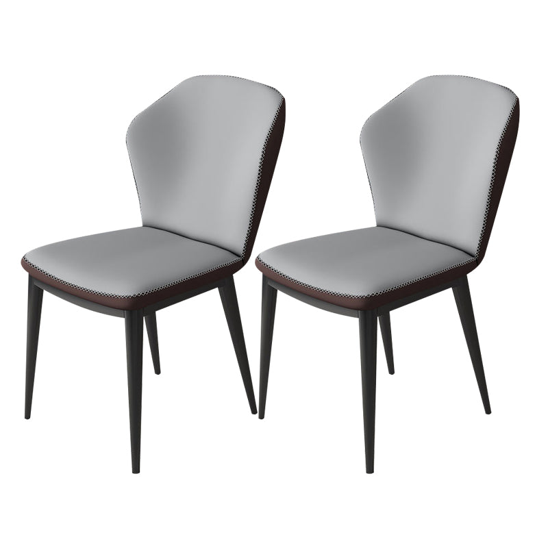 Nordic Glam Style Chair Kitchen Armless Wingback Chair with Metal Legs Light Brown 2 Piece Set Black Clearhalo 'Dining Chairs' 'Dining Tables & Seating' 'dining_chair' 'furn' 'furn_dining_chair' 'Furniture' 'furniture_dining_chair' 'Kitchen & Dining Furniture' 4792337