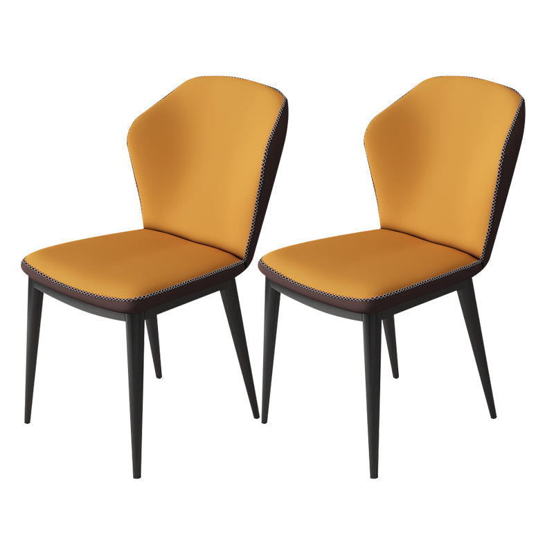 Nordic Glam Style Chair Kitchen Armless Wingback Chair with Metal Legs Yellow-Brown 2 Piece Set Black Clearhalo 'Dining Chairs' 'Dining Tables & Seating' 'dining_chair' 'furn' 'furn_dining_chair' 'Furniture' 'furniture_dining_chair' 'Kitchen & Dining Furniture' 4792342
