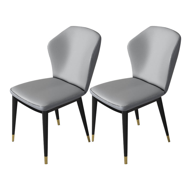 Nordic Glam Style Chair Kitchen Armless Wingback Chair with Metal Legs Grey 2 Piece Set Brass Gold Clearhalo 'Dining Chairs' 'Dining Tables & Seating' 'dining_chair' 'furn' 'furn_dining_chair' 'Furniture' 'furniture_dining_chair' 'Kitchen & Dining Furniture' 4792344