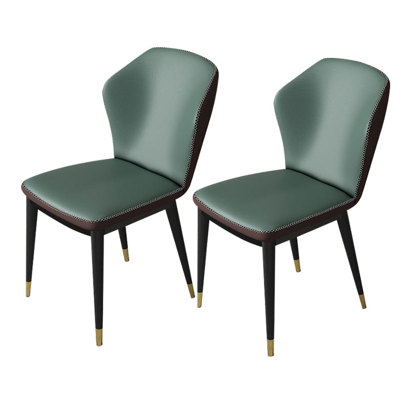 Nordic Glam Style Chair Kitchen Armless Wingback Chair with Metal Legs Green 2 Piece Set Brass Gold Clearhalo 'Dining Chairs' 'Dining Tables & Seating' 'dining_chair' 'furn' 'furn_dining_chair' 'Furniture' 'furniture_dining_chair' 'Kitchen & Dining Furniture' 4792346