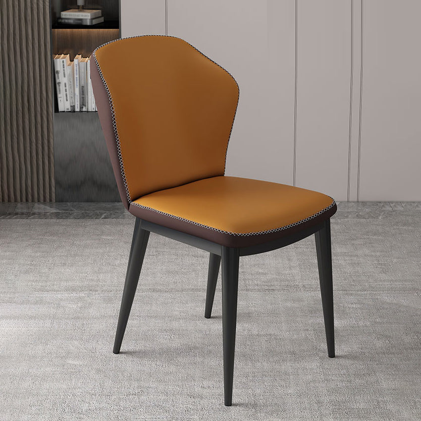 Nordic Glam Style Chair Kitchen Armless Wingback Chair with Metal Legs Clearhalo 'Dining Chairs' 'Dining Tables & Seating' 'dining_chair' 'furn' 'furn_dining_chair' 'Furniture' 'furniture_dining_chair' 'Kitchen & Dining Furniture' 4792348