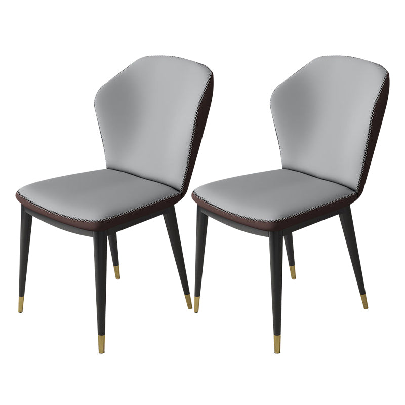 Nordic Glam Style Chair Kitchen Armless Wingback Chair with Metal Legs Light Brown 2 Piece Set Brass Gold Clearhalo 'Dining Chairs' 'Dining Tables & Seating' 'dining_chair' 'furn' 'furn_dining_chair' 'Furniture' 'furniture_dining_chair' 'Kitchen & Dining Furniture' 4792349