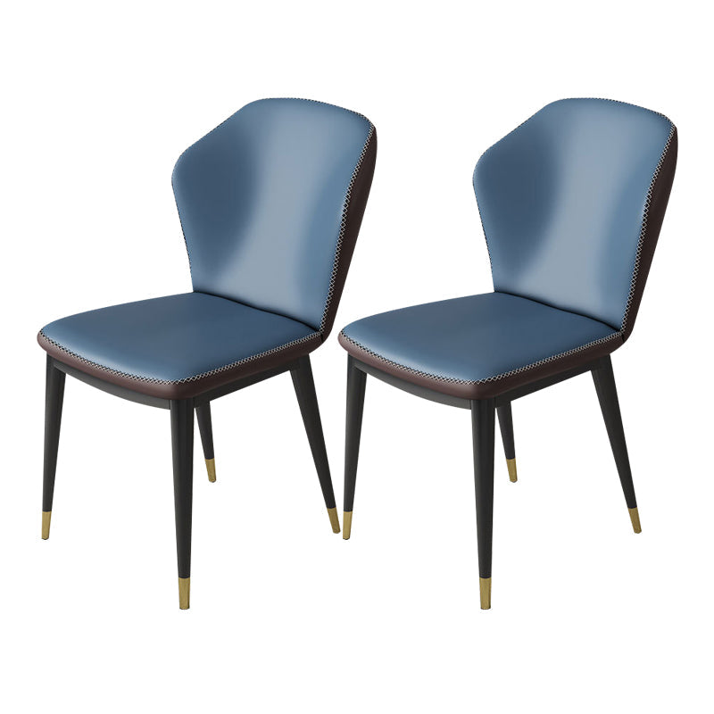 Nordic Glam Style Chair Kitchen Armless Wingback Chair with Metal Legs Blue-Brown 2 Piece Set Brass Gold Clearhalo 'Dining Chairs' 'Dining Tables & Seating' 'dining_chair' 'furn' 'furn_dining_chair' 'Furniture' 'furniture_dining_chair' 'Kitchen & Dining Furniture' 4792352