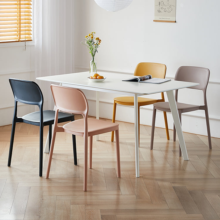 Scandinavian Plastic Stacking Dining Chairs Armless Open Back Chairs Clearhalo 'Dining Chairs' 'Dining Tables & Seating' 'dining_chair' 'furn' 'furn_dining_chair' 'Furniture' 'furniture_dining_chair' 'Kitchen & Dining Furniture' 4792358