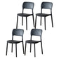 Scandinavian Plastic Stacking Dining Chairs Armless Open Back Chairs Black 4 Piece Set Clearhalo 'Dining Chairs' 'Dining Tables & Seating' 'dining_chair' 'furn' 'furn_dining_chair' 'Furniture' 'furniture_dining_chair' 'Kitchen & Dining Furniture' 4792359