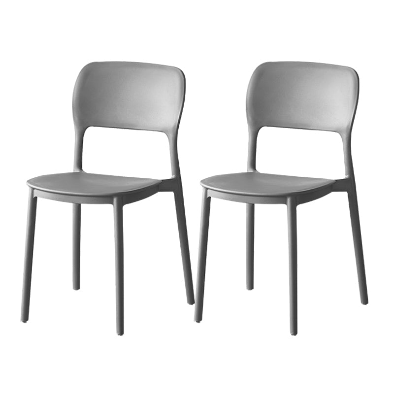 Scandinavian Plastic Stacking Dining Chairs Armless Open Back Chairs Grey 2 Piece Set Clearhalo 'Dining Chairs' 'Dining Tables & Seating' 'dining_chair' 'furn' 'furn_dining_chair' 'Furniture' 'furniture_dining_chair' 'Kitchen & Dining Furniture' 4792360