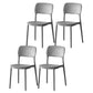 Scandinavian Plastic Stacking Dining Chairs Armless Open Back Chairs Grey 4 Piece Set Clearhalo 'Dining Chairs' 'Dining Tables & Seating' 'dining_chair' 'furn' 'furn_dining_chair' 'Furniture' 'furniture_dining_chair' 'Kitchen & Dining Furniture' 4792363