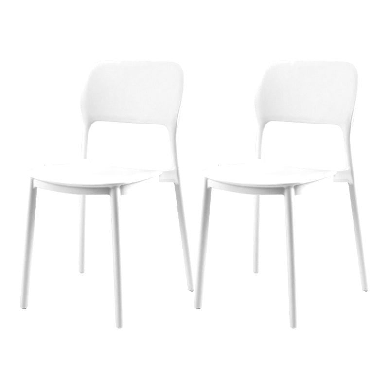 Scandinavian Plastic Stacking Dining Chairs Armless Open Back Chairs White 2 Piece Set Clearhalo 'Dining Chairs' 'Dining Tables & Seating' 'dining_chair' 'furn' 'furn_dining_chair' 'Furniture' 'furniture_dining_chair' 'Kitchen & Dining Furniture' 4792364