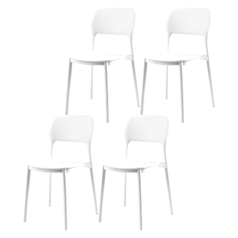 Scandinavian Plastic Stacking Dining Chairs Armless Open Back Chairs White 4 Piece Set Clearhalo 'Dining Chairs' 'Dining Tables & Seating' 'dining_chair' 'furn' 'furn_dining_chair' 'Furniture' 'furniture_dining_chair' 'Kitchen & Dining Furniture' 4792367