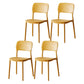 Scandinavian Plastic Stacking Dining Chairs Armless Open Back Chairs Yellow 4 Piece Set Clearhalo 'Dining Chairs' 'Dining Tables & Seating' 'dining_chair' 'furn' 'furn_dining_chair' 'Furniture' 'furniture_dining_chair' 'Kitchen & Dining Furniture' 4792378