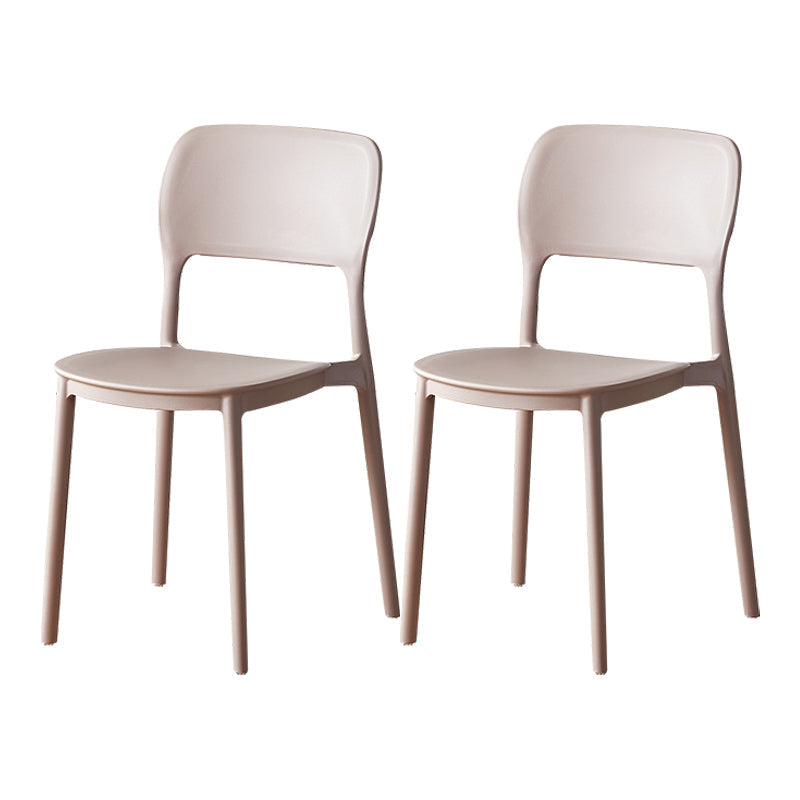 Scandinavian Plastic Stacking Dining Chairs Armless Open Back Chairs Camel 2 Piece Set Clearhalo 'Dining Chairs' 'Dining Tables & Seating' 'dining_chair' 'furn' 'furn_dining_chair' 'Furniture' 'furniture_dining_chair' 'Kitchen & Dining Furniture' 4792384