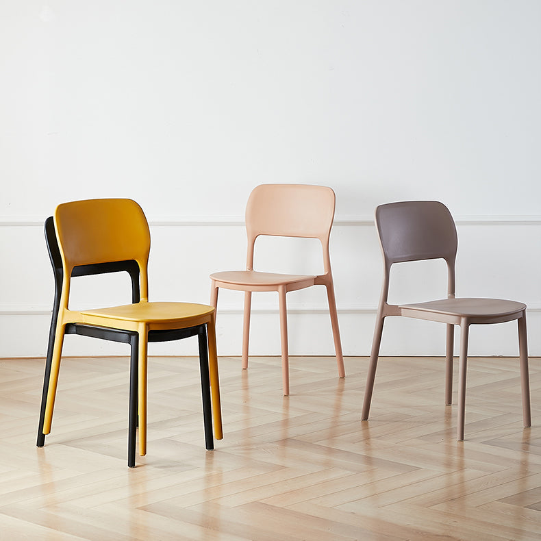 Scandinavian Plastic Stacking Dining Chairs Armless Open Back Chairs Clearhalo 'Dining Chairs' 'Dining Tables & Seating' 'dining_chair' 'furn' 'furn_dining_chair' 'Furniture' 'furniture_dining_chair' 'Kitchen & Dining Furniture' 4792385