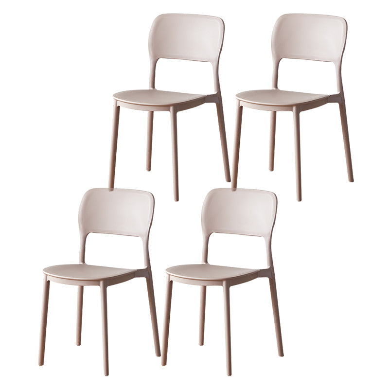 Scandinavian Plastic Stacking Dining Chairs Armless Open Back Chairs Camel 4 Piece Set Clearhalo 'Dining Chairs' 'Dining Tables & Seating' 'dining_chair' 'furn' 'furn_dining_chair' 'Furniture' 'furniture_dining_chair' 'Kitchen & Dining Furniture' 4792386
