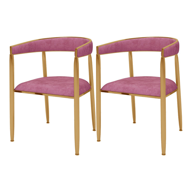 Scandinavian Upholstered Linen Fabric Dining Chair Open Back Side Chairs Pink 2 Piece Set Clearhalo 'Dining Chairs' 'Dining Tables & Seating' 'dining_chair' 'furn' 'furn_dining_chair' 'Furniture' 'furniture_dining_chair' 'Kitchen & Dining Furniture' 4792396