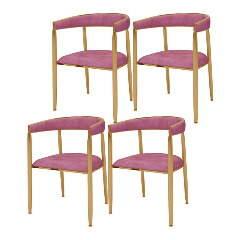 Scandinavian Upholstered Linen Fabric Dining Chair Open Back Side Chairs Pink 4 Piece Set Clearhalo 'Dining Chairs' 'Dining Tables & Seating' 'dining_chair' 'furn' 'furn_dining_chair' 'Furniture' 'furniture_dining_chair' 'Kitchen & Dining Furniture' 4792398