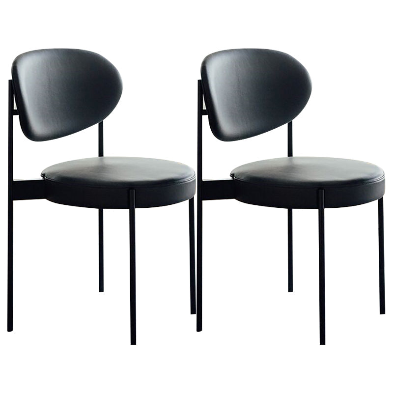 Minimalist Design Upholstered Dining Chairs Open Back Side Chair for Home Black 2 Piece Set Clearhalo 'Dining Chairs' 'Dining Tables & Seating' 'dining_chair' 'furn' 'furn_dining_chair' 'Furniture' 'furniture_dining_chair' 'Kitchen & Dining Furniture' 4792412