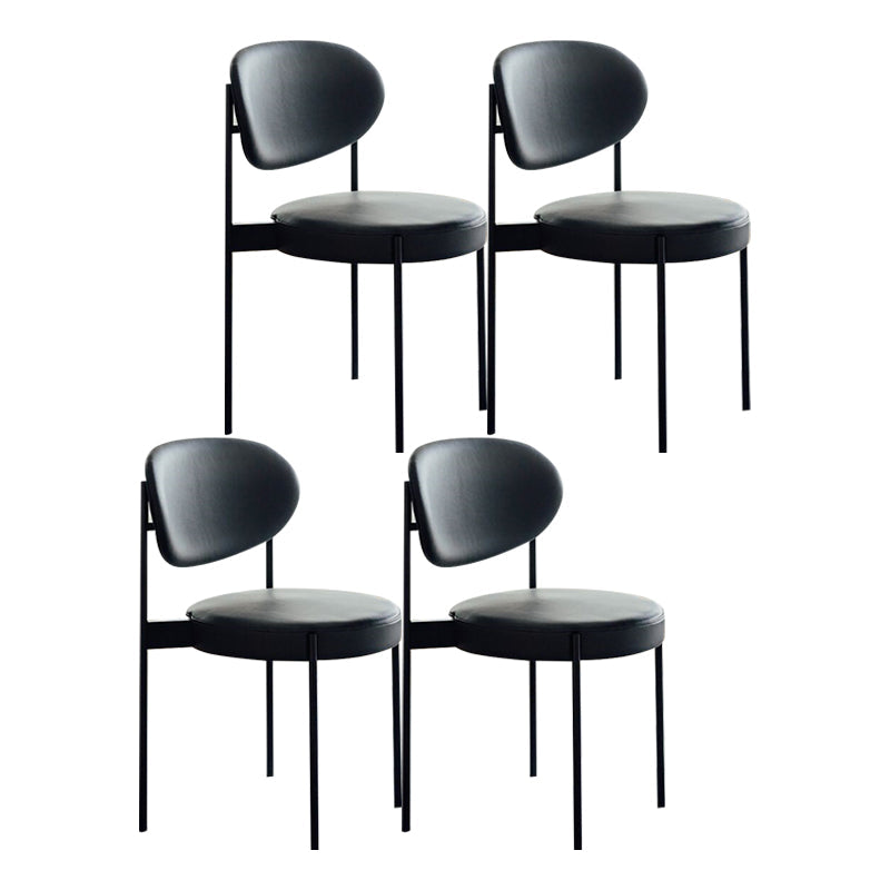 Minimalist Design Upholstered Dining Chairs Open Back Side Chair for Home Black 4 Piece Set Clearhalo 'Dining Chairs' 'Dining Tables & Seating' 'dining_chair' 'furn' 'furn_dining_chair' 'Furniture' 'furniture_dining_chair' 'Kitchen & Dining Furniture' 4792415