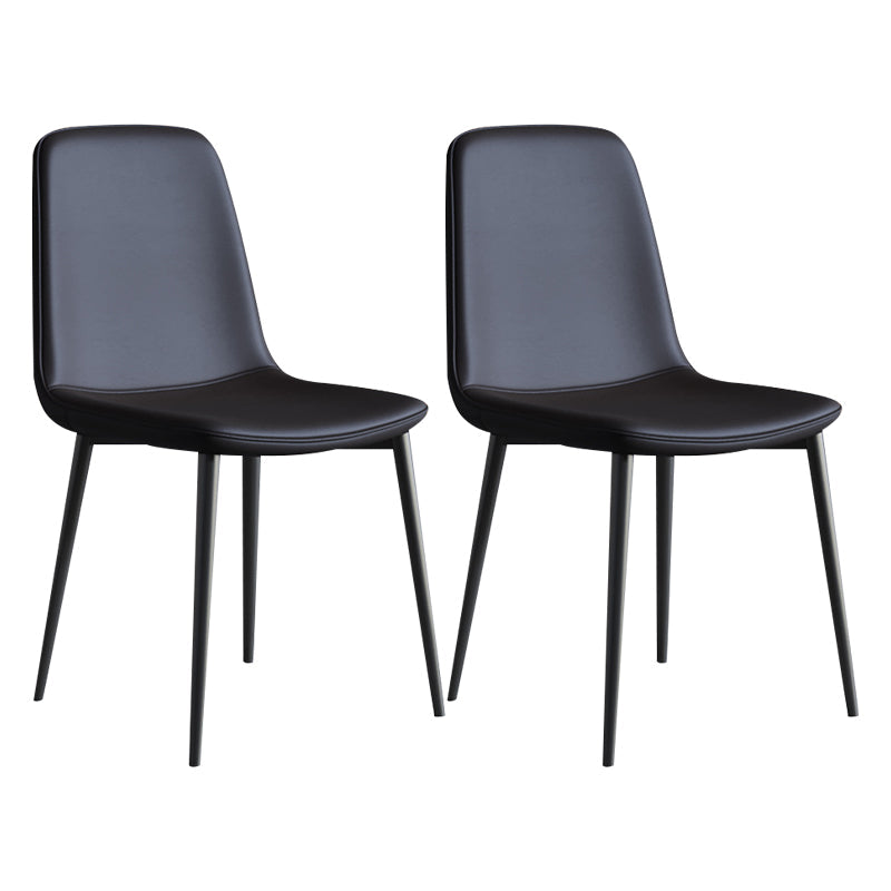 Contemporary Style Chair Kitchen Armless Chairs with Metal Legs Black 2 Piece Set Clearhalo 'Dining Chairs' 'Dining Tables & Seating' 'dining_chair' 'furn' 'furn_dining_chair' 'Furniture' 'furniture_dining_chair' 'Kitchen & Dining Furniture' 4792430